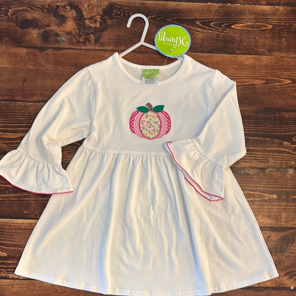 Ruffle Butts White Kids Top with Pink Accents